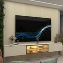 Ver imagem 7 de Estante para TV e Home Theater até 84 Polegadas com 100% MDF 218cmx250cm Led Supremo Luminare Bege Off White