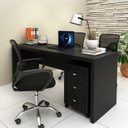 Ver imagem 1 de Conjunto 2 Peças com Escrivaninha Mesa Escritório ME4185 e Gaveteiro ME4108 180cm Preto