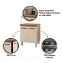 Ver imagem 4 de Balcão Cozinha para Forno Micro-ondas Multiuso Elen 70cm Savana Off White - Desk Design