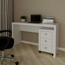 Ver imagem 1 de Conjunto 2 Peças com Escrivaninha Mesa Escritório ME4135 e Gaveteiro ME4108 127cm Branco