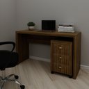 Ver imagem 1 de Conjunto 1 Mesa para Escritório 1 Gaveteiro 127cm Nogal Marrom