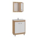 Ver imagem 2 de Conjunto de Banheiro Gabinete Viena 60cm, Cuba + Espelheira, 3 Portas C00D62507 Mel/Branco - Ozini