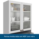 Ver mais imagens de Paneleiro Duplo Americano com Nicho para Micro-ondas com Vidro 4 Portas 213x70cm Unna Yescasa Branco