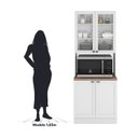Ver imagem 6 de Paneleiro Duplo Americano com Nicho para Micro-ondas com Vidro 4 Portas 213x70cm Unna Yescasa Branco
