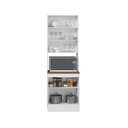 Ver imagem 3 de Paneleiro Duplo Americano com Nicho para Micro-Ondas com Vidro 4 Portas 213x70cm Unna Yescasa Branco