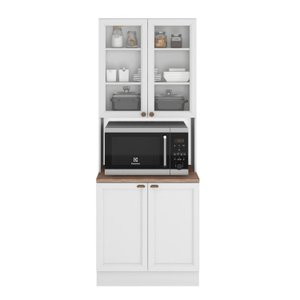 Paneleiro 4 Portas com Vidro 1 Nicho Micro-ondas Unna Yescasa