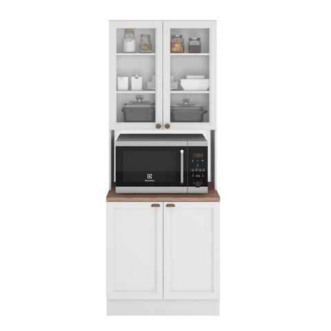 Paneleiro 4 Portas com Vidro 1 Nicho Micro-ondas Unna Yescasa