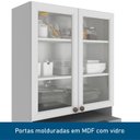 Ver mais imagens de Paneleiro Duplo Americano com Nicho para Micro-Ondas com Vidro 4 Portas 213x70cm Unna Yescasa Branco