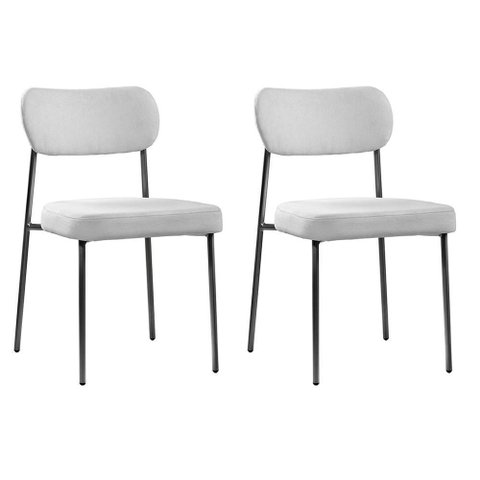 Conjunto 2 Cadeiras Lavínia Bouclê Cinza/aço Preto - Salaone