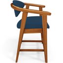 Ver imagem 6 de Kit 02 Banquetas Baixa para Cozinha Sala Jantar Bancada Cecília L02 Suede Azul Marinho - Lyam Decor