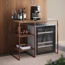 Ver imagem 1 de Aparador Adega Bourbon 95cm Bar Industrial em Aço Prateleiras para Área Gourmet - Cobre/carvalho