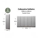 Ver imagem 2 de Placas Cabeceira Solteiro 100cm X 60cm 5 Placas Suede Cinza