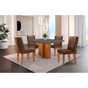 Ver imagem 1 de Conjunto Sala de Jantar Mesa Olímpia 90cm Tampo em Mdf Canto Copo e 4 Cadeiras Liz Moderna