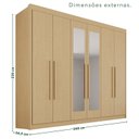 Ver imagem 4 de Guarda Roupa Casal com Espelho 6 Portas 6 Gavetas 100% MDF Itália Plus Marrom/Jequitiba