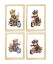 Ver imagem 1 de Kit Quadro Urso Ciclista Decorativo Quarto Criança Bebê Enxoval Menino