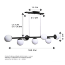 Ver imagem 2 de Lustre Pendente Figo 7 Globos Preto Esfera De Vidro