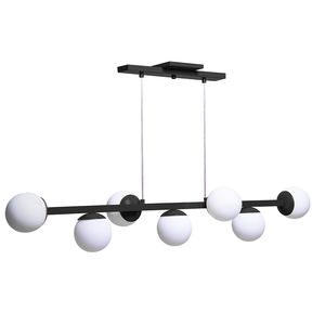 Lustre Pendente Figo 7 Globos Preto Esfera De Vidro