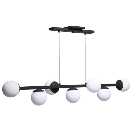 Lustre Pendente Figo 7 Globos Preto Esfera De Vidro