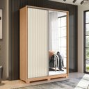 Ver mais imagens de Guarda-Roupa 2 Portas de Correr com Espelhos Frizatto Marrom/Freijó/Off White/Titanium