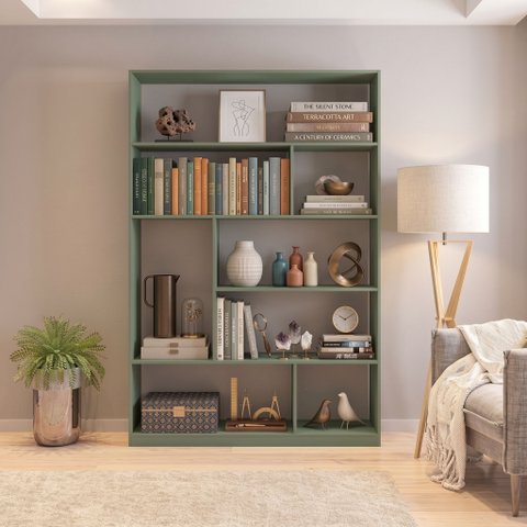 Estante de Livros 120 cm X 180 cm 4 Prateleiras Seattle Yescasa Verde