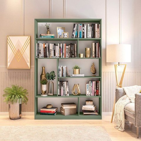 Estante de Livros 120 cm X 180 cm 4 Prateleiras Seattle Yescasa Verde