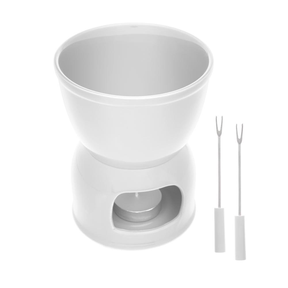 Aparelho Fondue 4 Pç De Porcelana P/2 Pessoas Branco 400Ml - 1