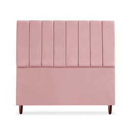Cabeceira Estofada Casal Carla 140 Cm Veludo Rosê C/ Frame - 1