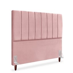 Cabeceira Estofada Casal Carla 140 Cm Veludo Rosê C/ Frame - 3