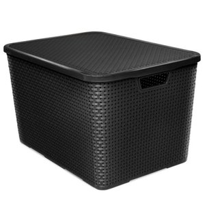 Caixa Organizadora Rattan Cesto com Tampa 15 Litros Perfeita para Ajudar na Organização
