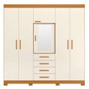 Ver imagem 2 de Guarda Roupa Casal com Espelho 6 Portas 4 Gavetas Virtus Off White/Cinamomo
