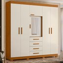Ver imagem 1 de Guarda Roupa Casal com Espelho 6 Portas 4 Gavetas Virtus Off White/Cinamomo