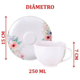 Kit Jogo Xicaras 6 Pessoas 6 Pçs Tramontina Floratta 250ml - 2