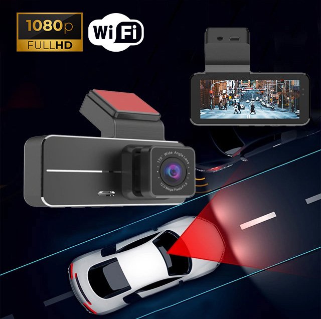 Camera Veicular Duo Automotiva Wifi Lente Dupla Cartao de Memoria Visor Alta Definição Gravador Moto - 6