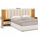 Ver imagem 2 de Cabeceira Box Casal Odessa com 2 Mesas de Cabeceira com LED Cinamomo Fendi - Novo Horizonte