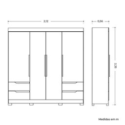 Guarda-roupa Casal 4 Portas 4 Gavetas Doble - 6