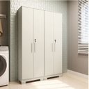 Ver imagem 1 de Conjunto de Armário Multiuso 2 Peças 100% MDF Prisma Espresso Móveis Branco
