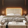 Cabeceira Casal Estofada com Led - Linho Bege - 5