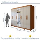 Ver imagem 3 de Guarda-Roupa Casal 8 Portas 6 Gavetas com Espelho e Pés MDF 236cm Serenata Marrom Amêndoa Clean/Off White