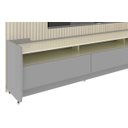 Ver imagem 3 de Rack com Painel Sublime 2.2 Ripado 3d com Led e Rodízio Cinza com Off White - Gelius Móveis