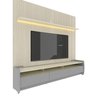Rack com Painel Sublime 2.2 Ripado 3D com LED e Rodízio Cinza com Off White - Gelius Móveis - 1