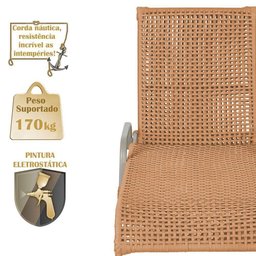 4 Espreguiçadeiras Reclinavel Catar Fendi Corda Nautica Terra Cota - 4