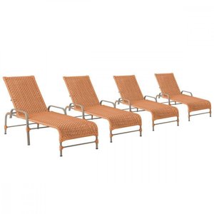 4 Espreguiçadeiras Reclinavel Catar Fendi Corda Nautica Terra Cota
