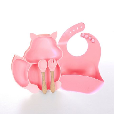 Kit 4 Peças Introdução Alimentar Infantil Papinha Silicone Rosa