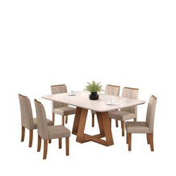 Conjunto Sala de Jantar Mesa Tampo de Vidro com 6 Cadeiras Ayla - 2