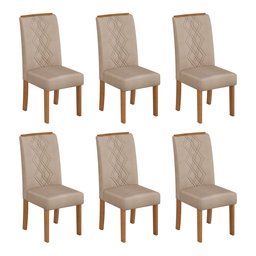 Conjunto Sala de Jantar Mesa Tampo de Vidro com 6 Cadeiras Ayla - 6