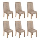 Ver imagem 7 de Conjunto Sala de Jantar Mesa Kiara 160cm Tampo de Vidro/MDF com 6 Cadeiras Ayla Marrom/Freijo/Off White/Creme