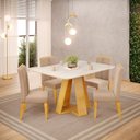 Ver imagem 2 de Conjunto Sala de Jantar Mesa 120cm Tampo MDF Pintura Quartzo Kiara com 4 Cadeiras Yasmin