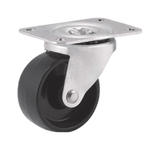 Kit 2 Rodizio Giratorio 3 Polegadas com Placa sem Freio Preto Lotus