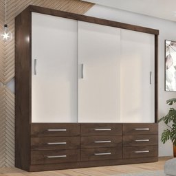 Guarda Roupa Casal Capri 3 Portas Correr 9 Gavetas - 1