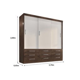 Guarda Roupa Casal Capri 3 Portas Correr 9 Gavetas - 4